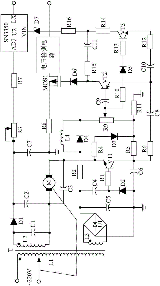 Automatic alternating current voltage-stabilized power supply based on voltage detection circuit