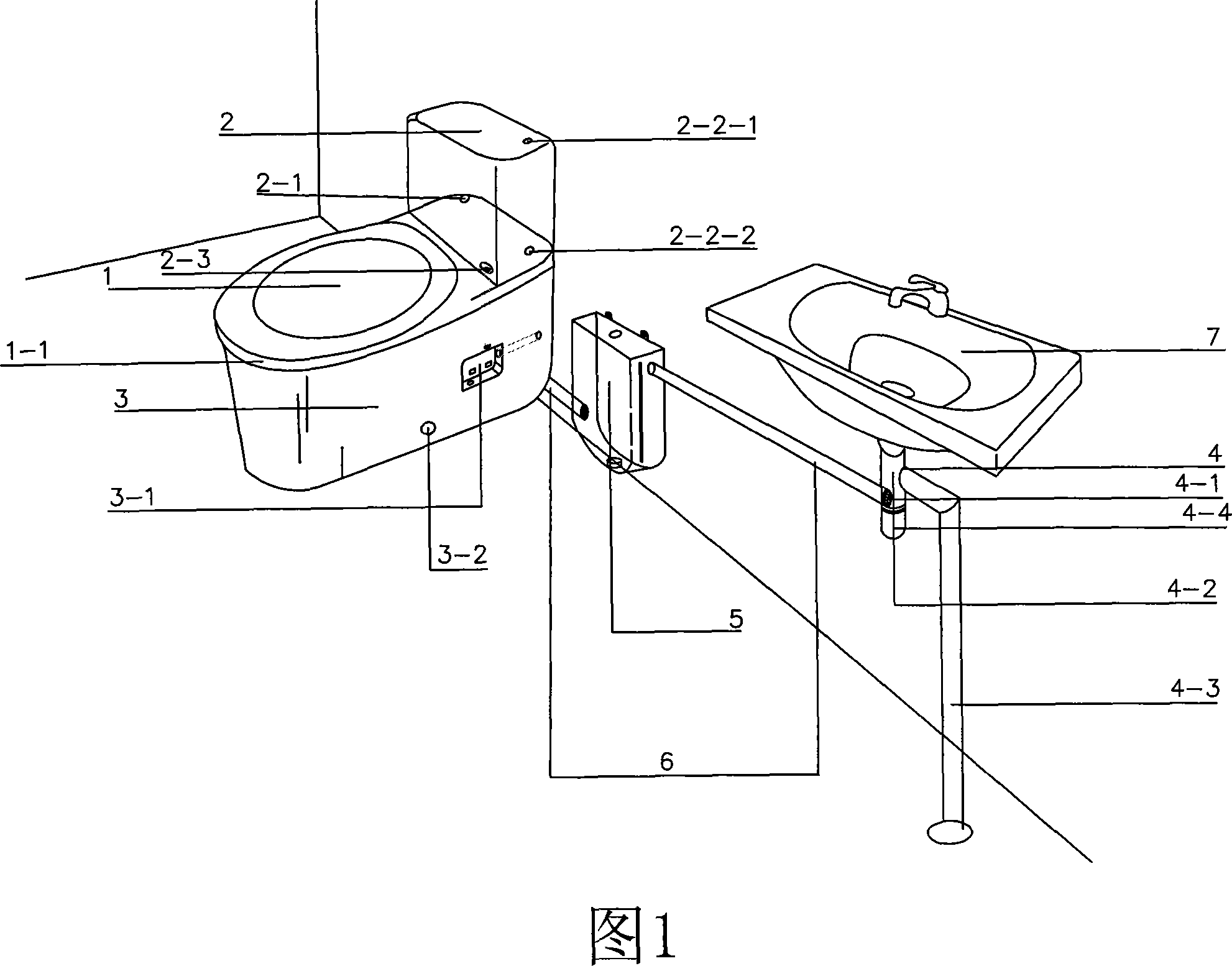 Water saving toilet system with middle water tank