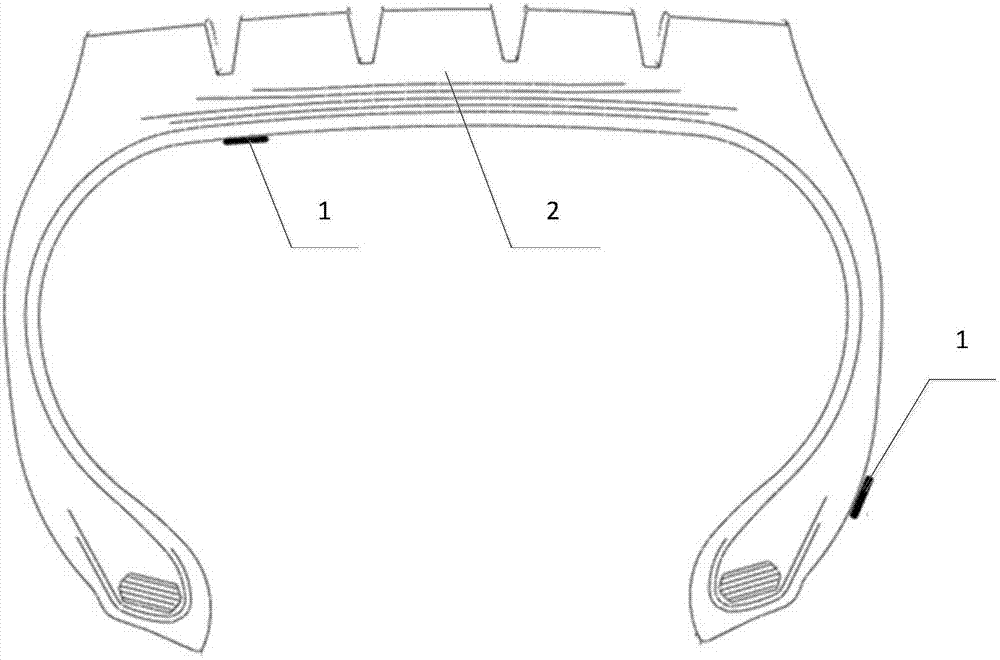 Tire with measurable temperature and vehicle