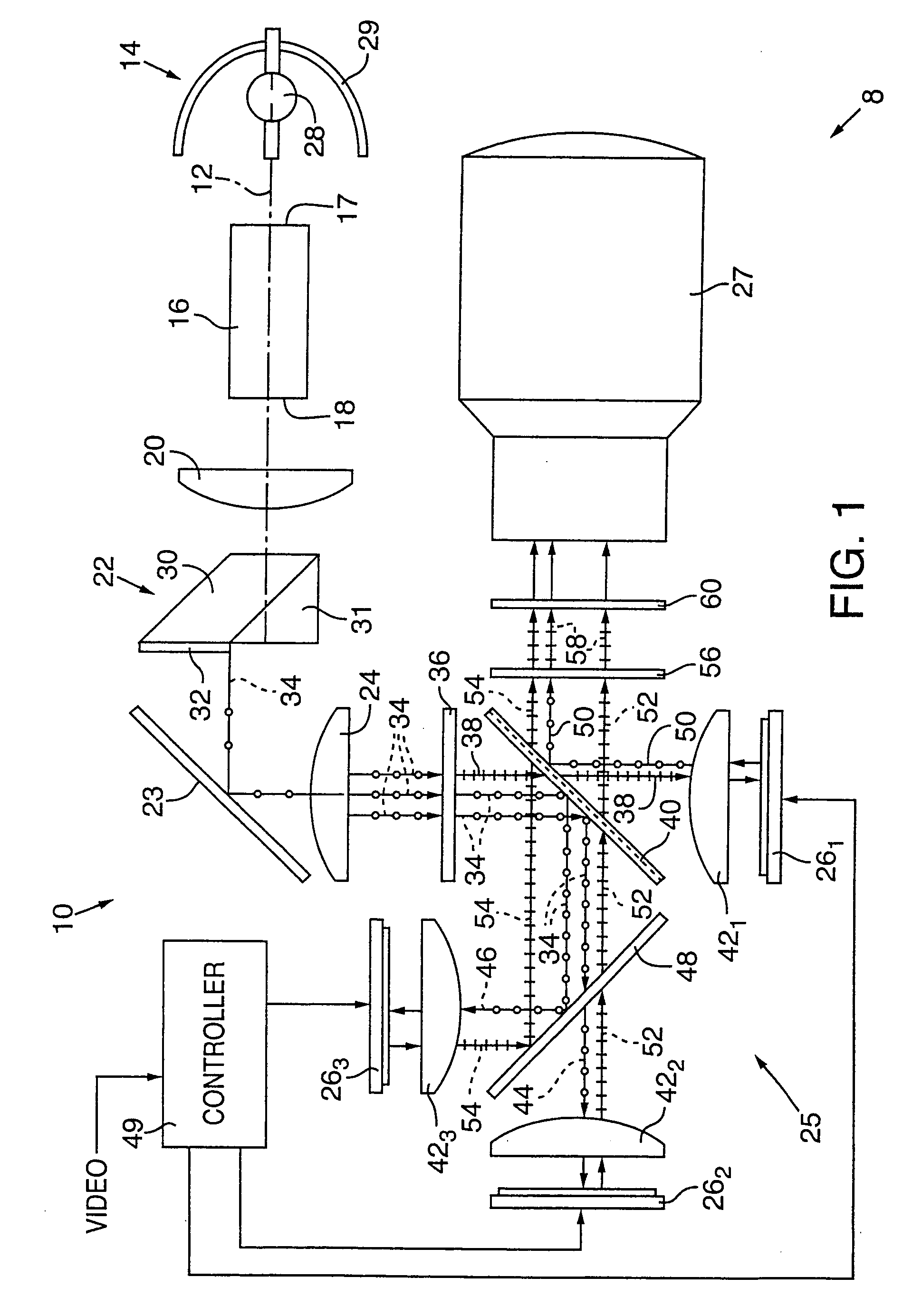 Color video projection system employing reflective liquid crystal display devices