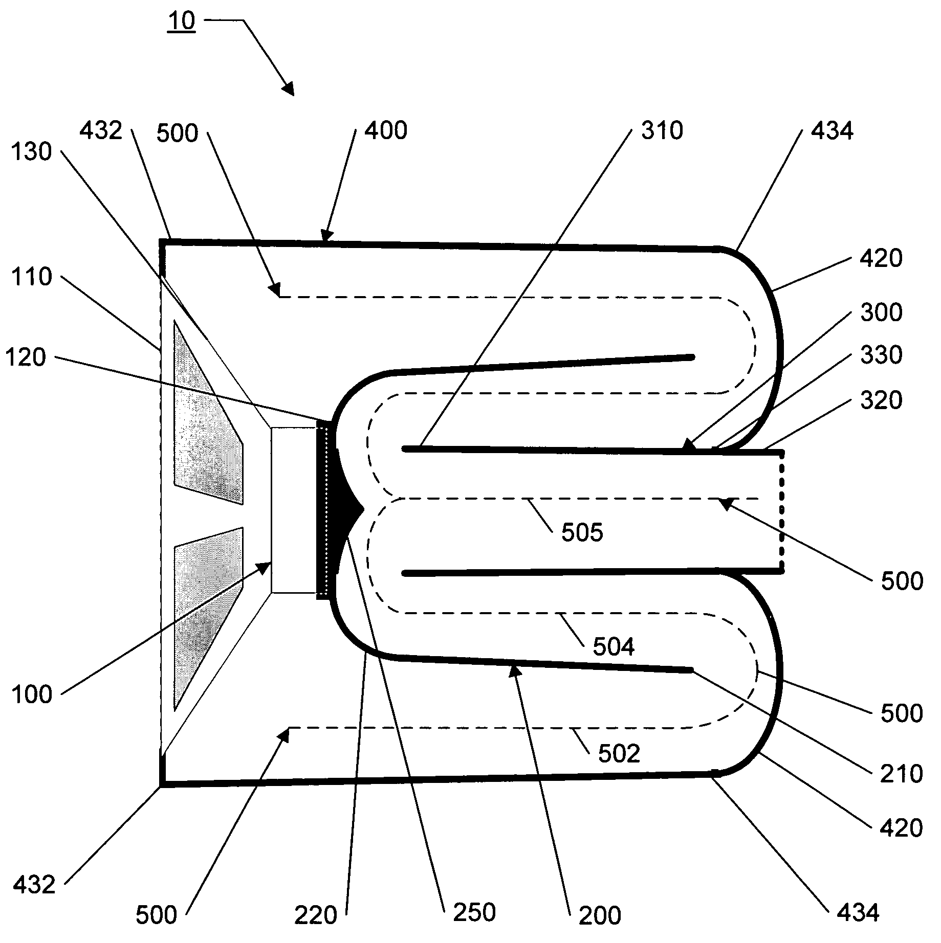 Folded coaxial transmission line loudspeaker