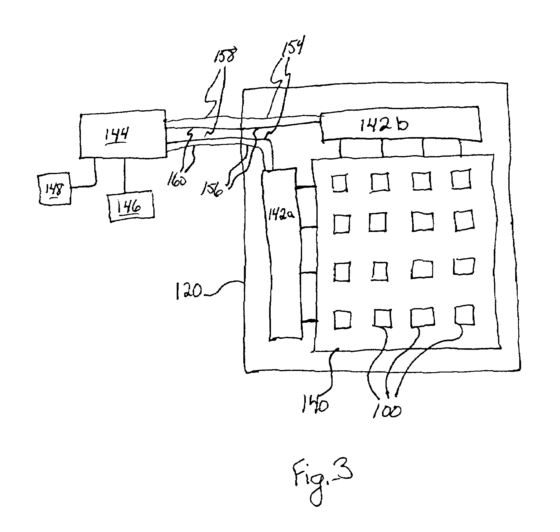 Electronically readable microarray with electronic addressing function