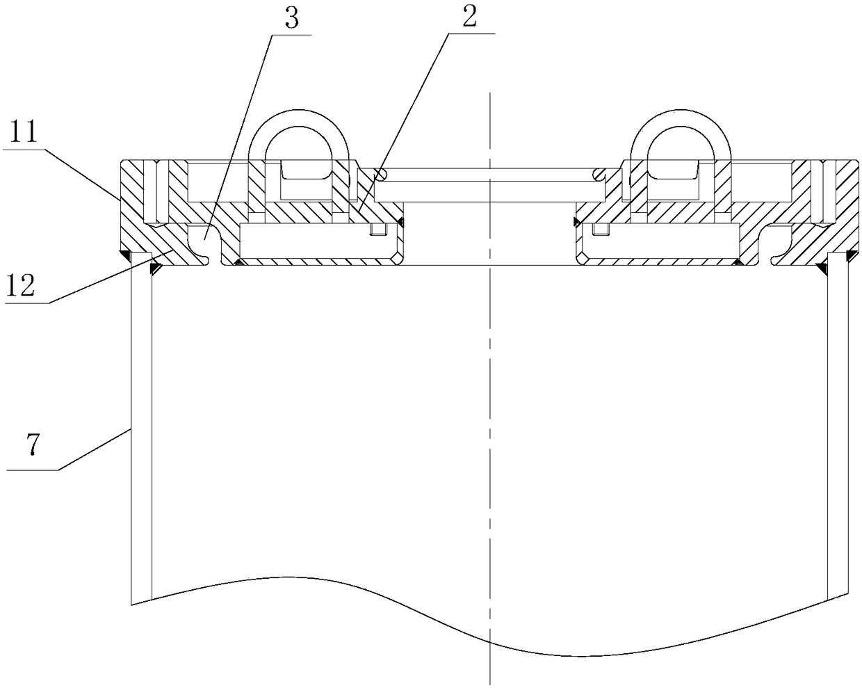 Segregating unit filter bag upper fixing device for preventing material residues