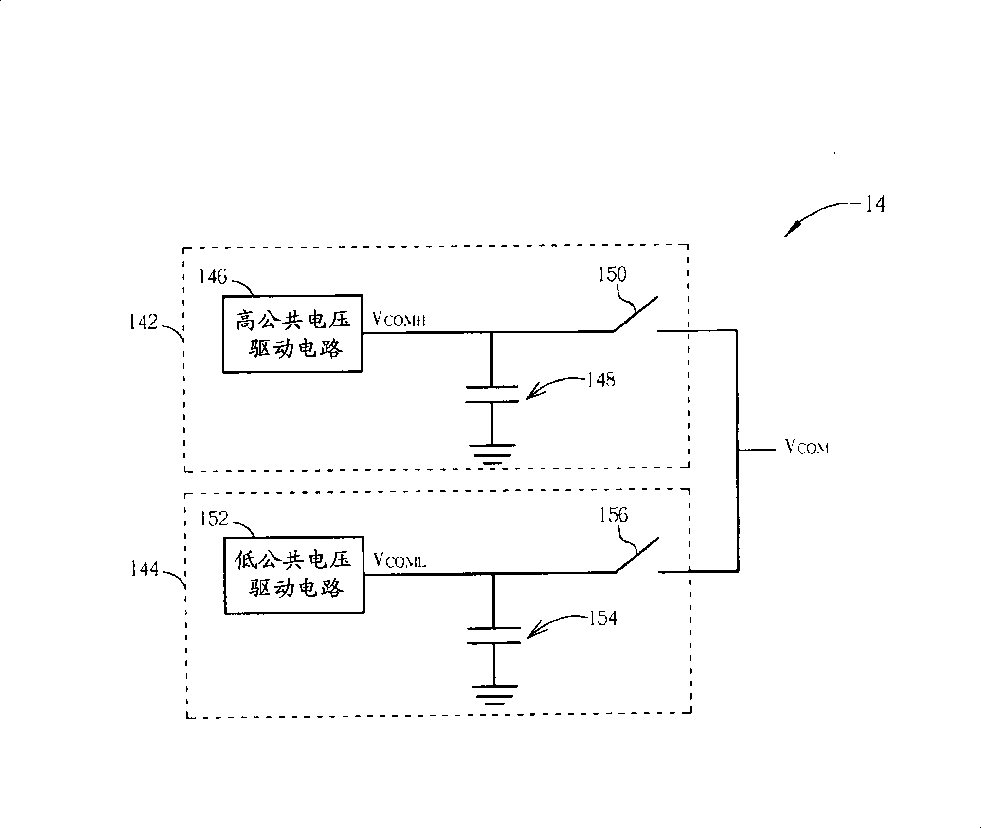 LCD device public voltage source and its electric charge recovery system