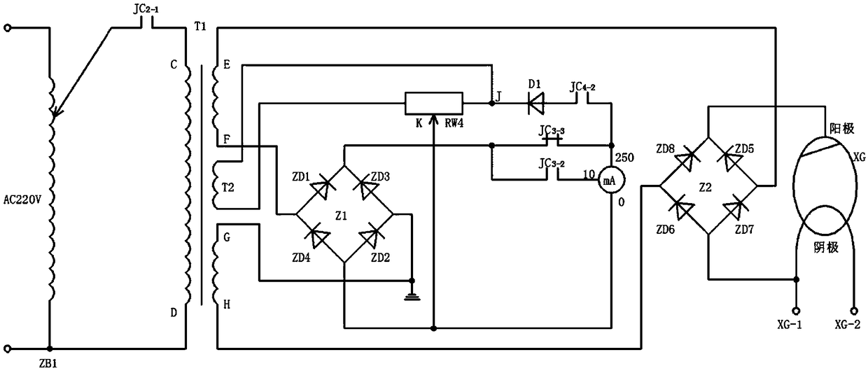 X-ray machine three compensation simulation experiment device