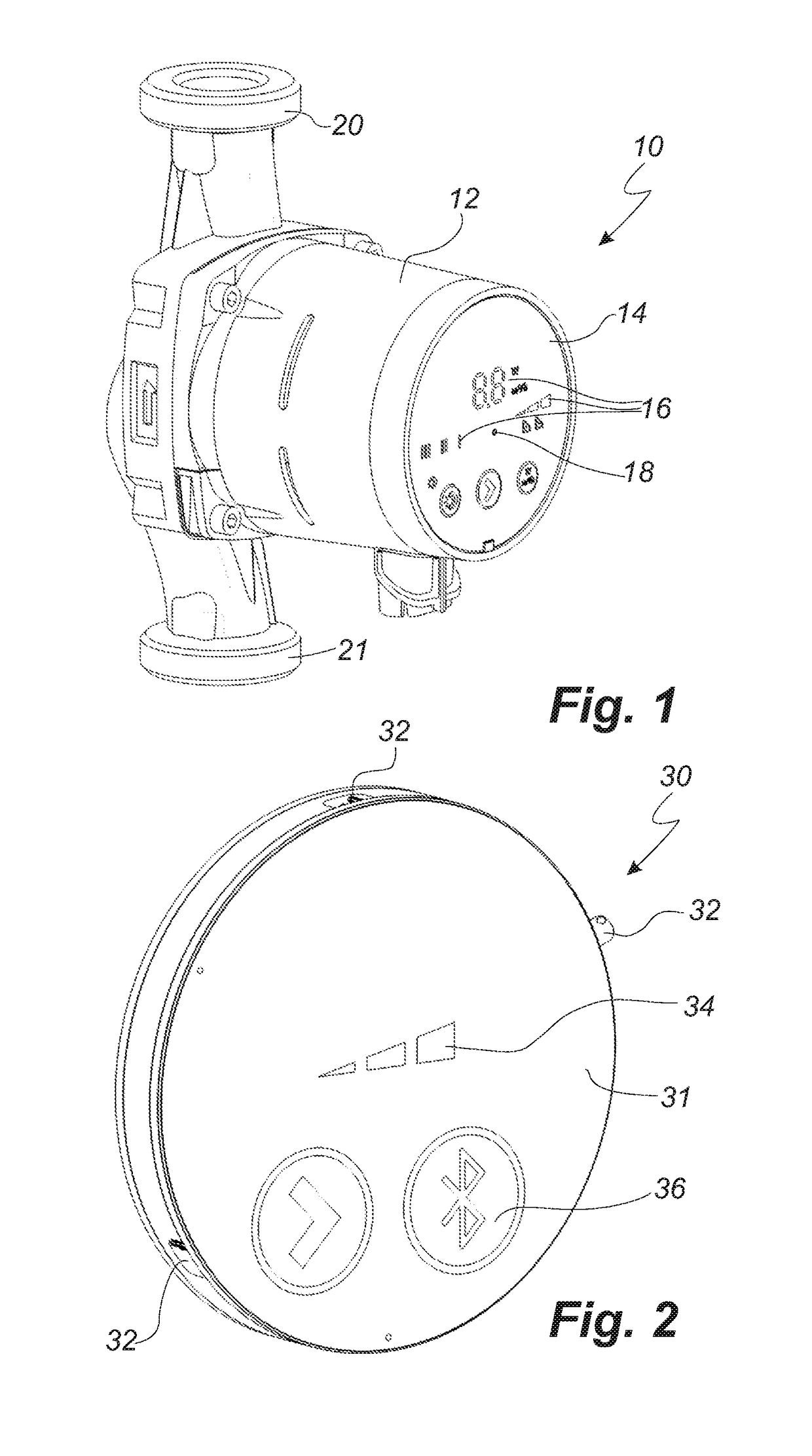 Electronic converter unit for retrofitting to an external part of a housing of a pump unit