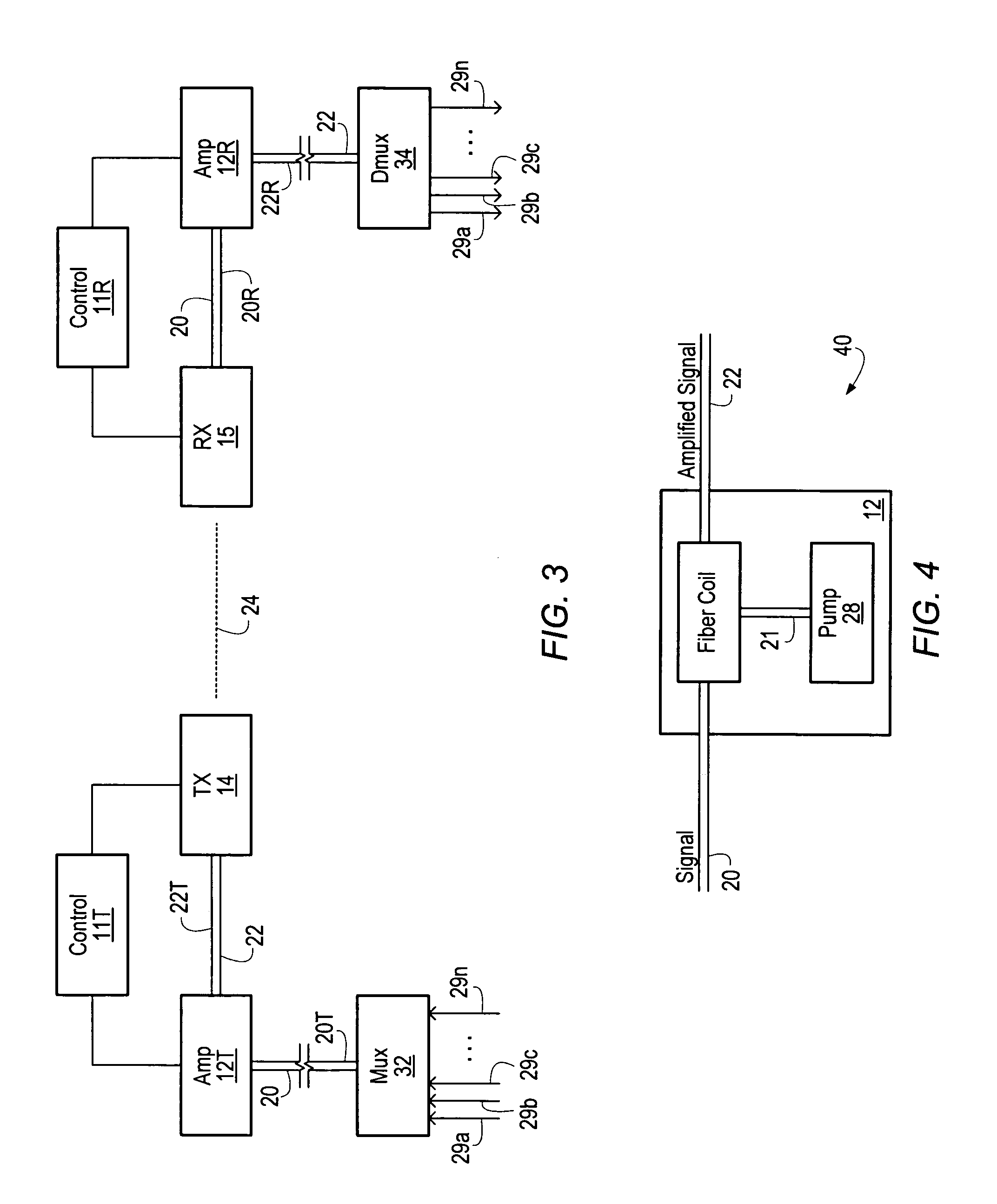 Optical amplifiers in a free space laser communication system