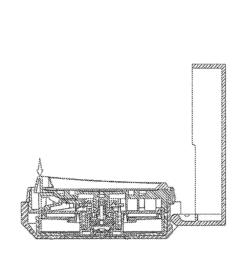 Compact container having contents storage container horizontally coupled to lateral side of pump