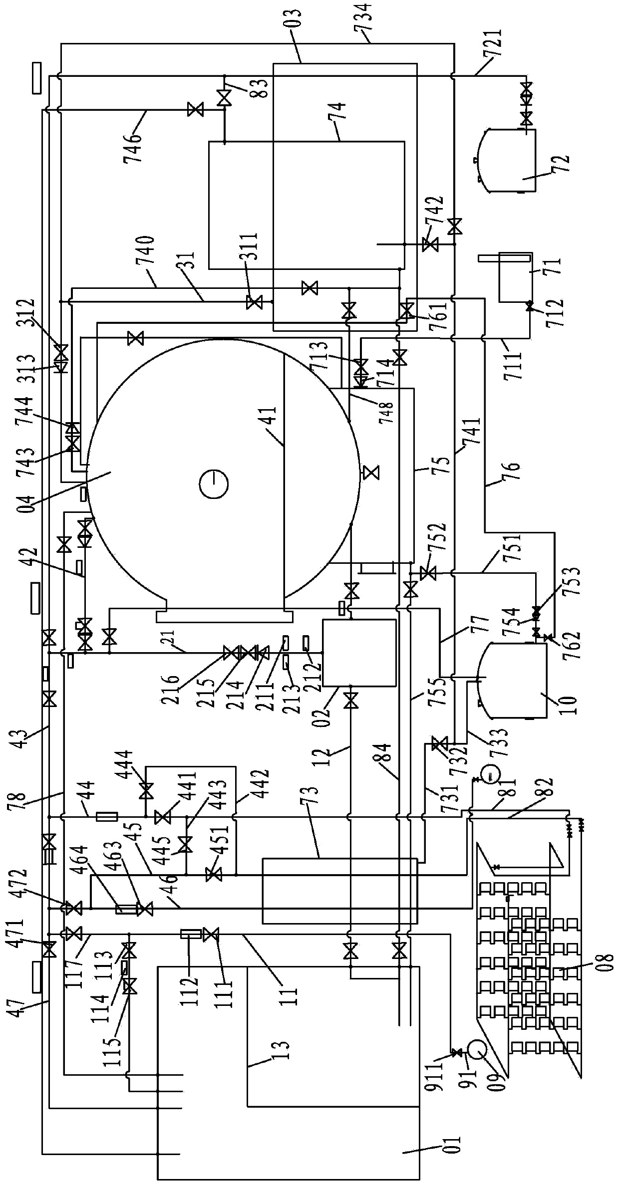 Mechanical cleaning equipment and cleaning method for cleaning water circulation system and storage tank