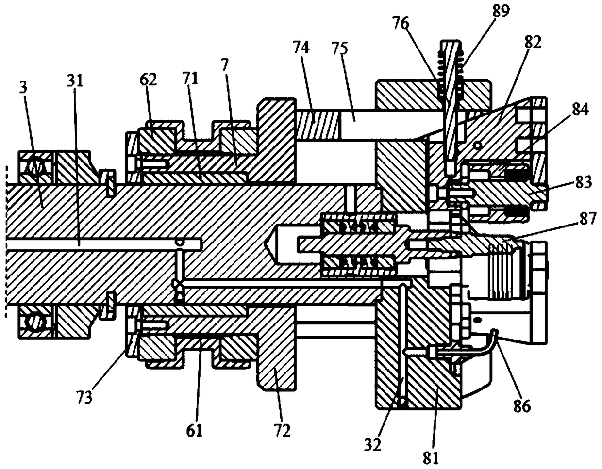 Double guiding rod pushing type rotary grooving machine