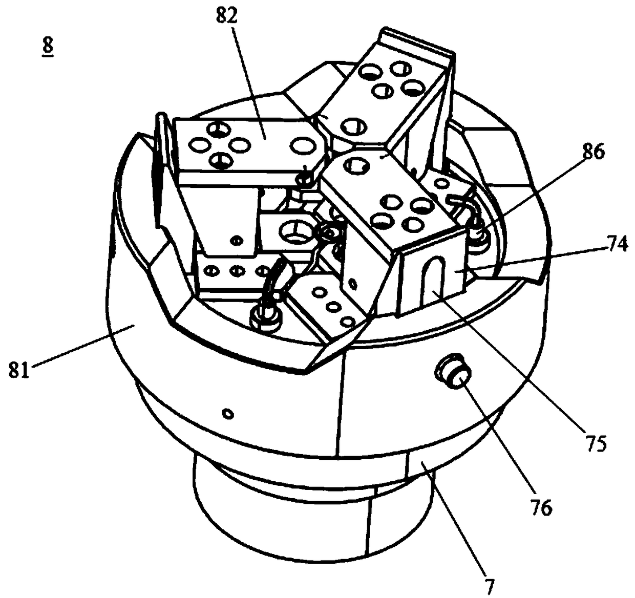 Double guiding rod pushing type rotary grooving machine