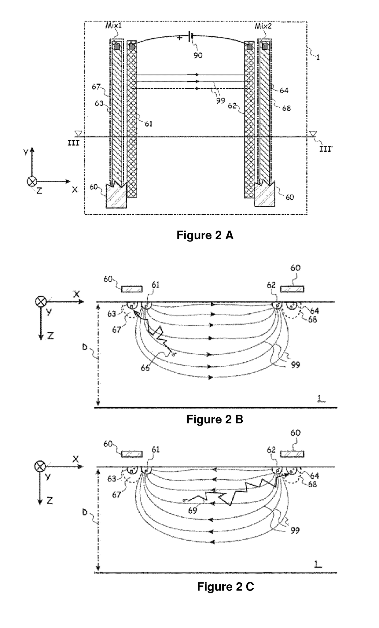 A detector device with majority current and a circuitry for controlling the current