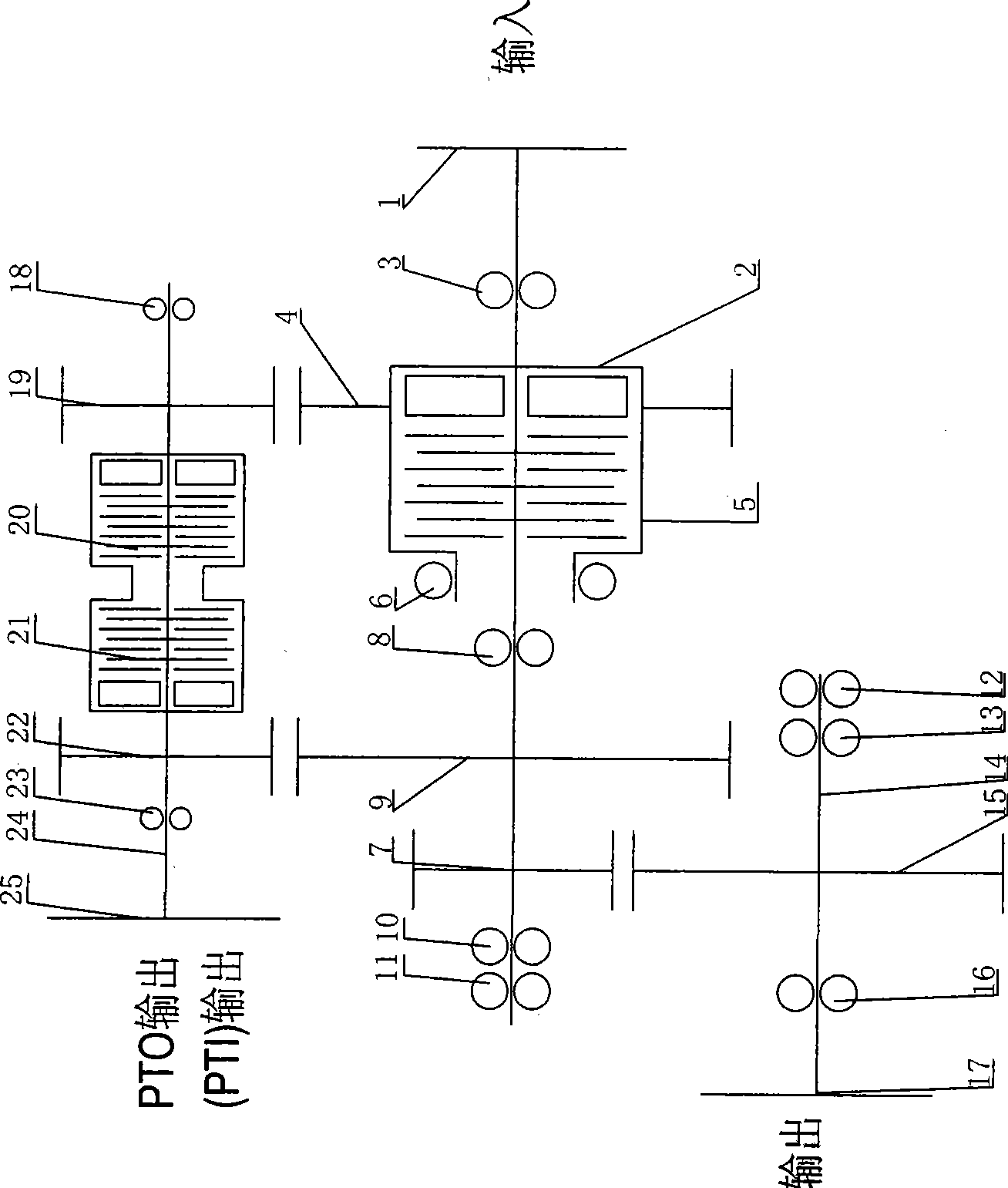 High-power gearbox for ship with PTO and PTI functions