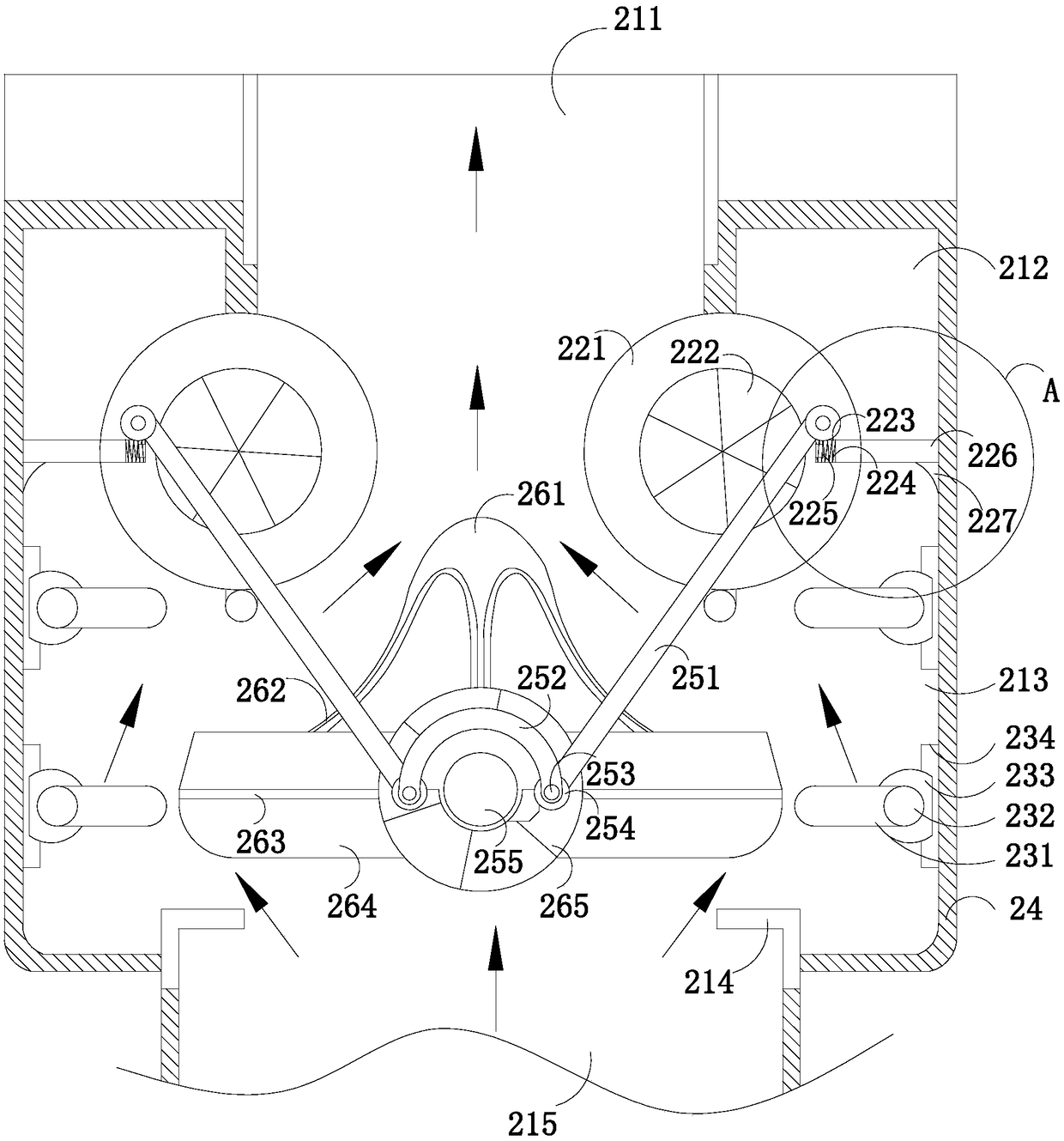 Backwashing device for domestic wastewater treatment and recycling system