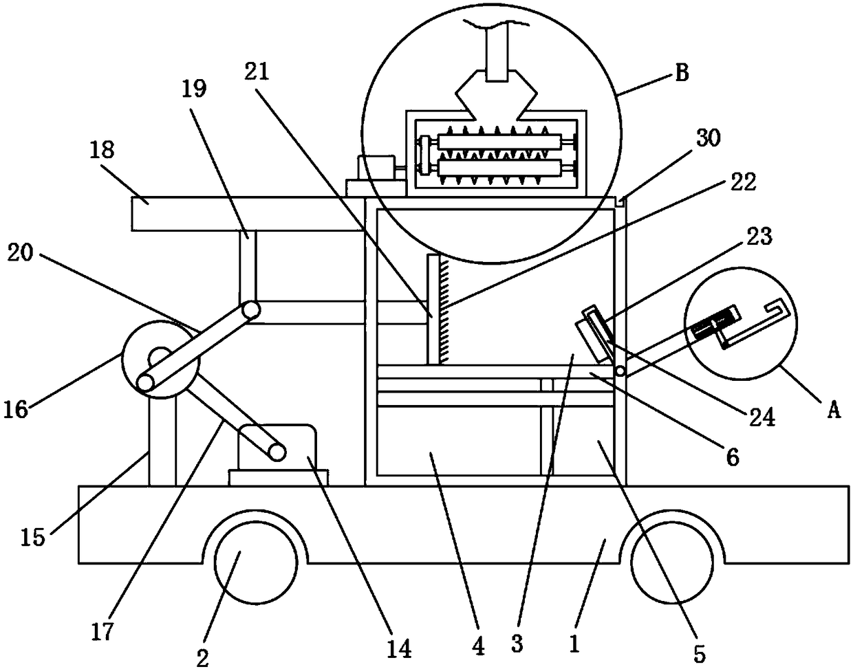 Movable blockage-preventive domestic sewage treatment device