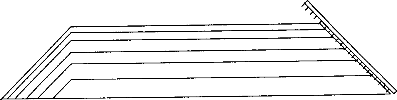 Materials piling method at end of rectangular pre-equalizing materials field