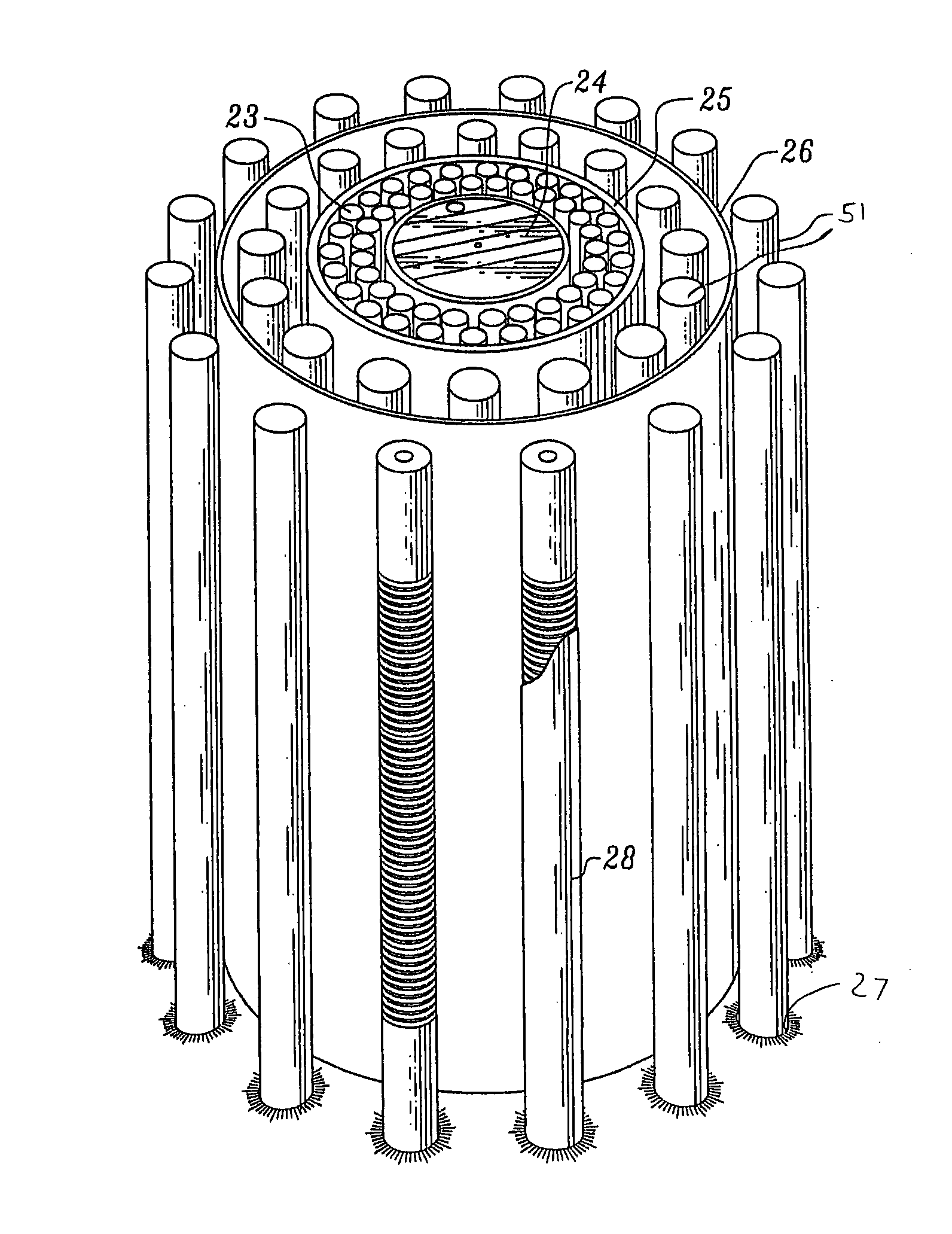 Reactor tray vertical geometry with vitrified waste control