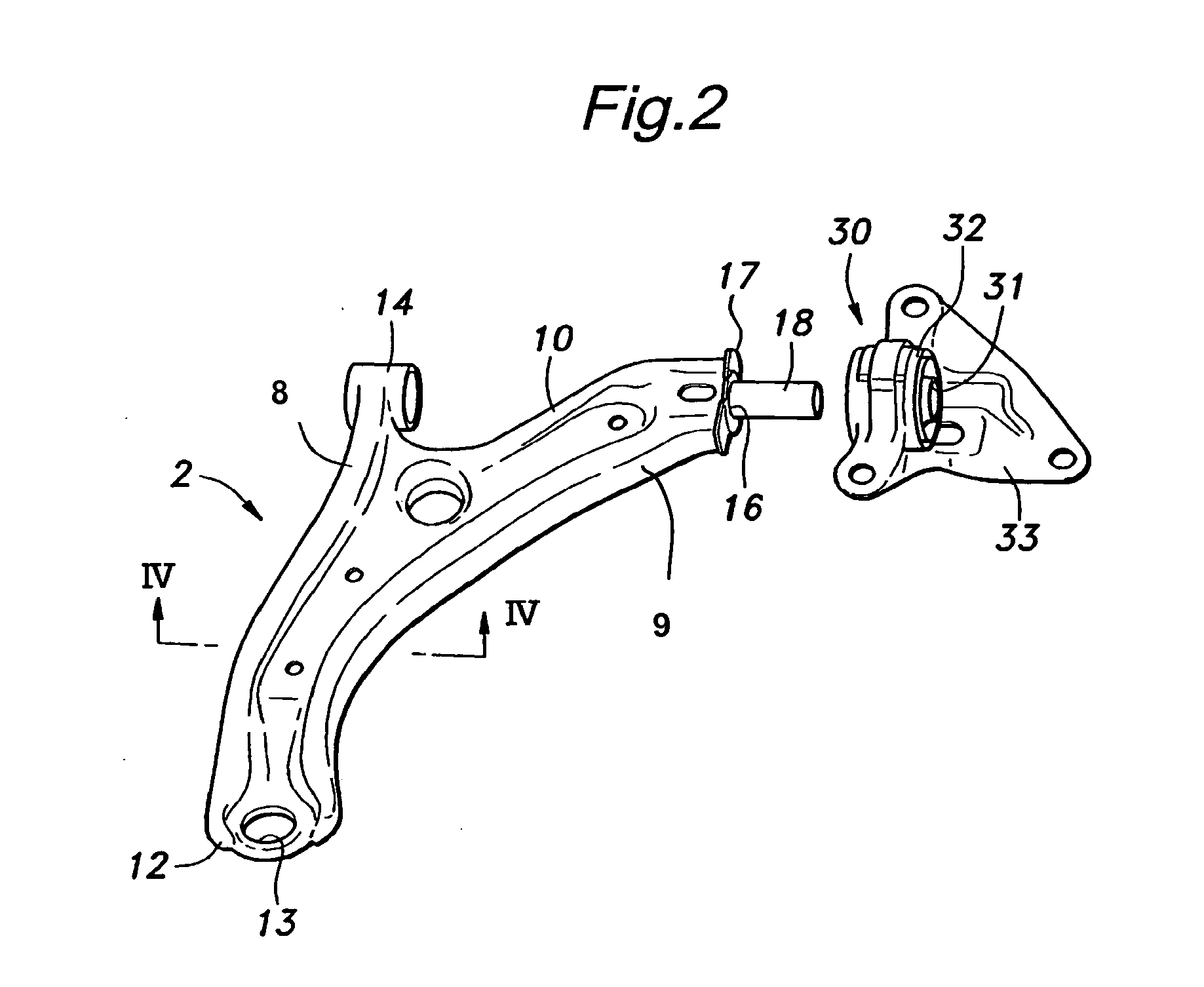 Suspension arm having a shaft projecting therefrom and method for press fitting the shaft into a bore of another member