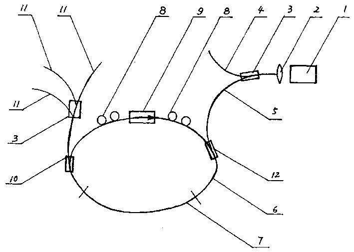 Femto second optical fiber laser with multiple port coupled output