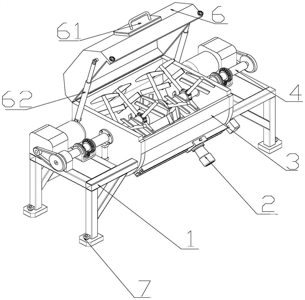 Asphalt mixing and stirring device and stirring method thereof