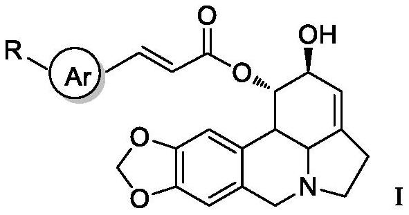 A kind of lycorine β-aryl acrylate derivative and its preparation method and application