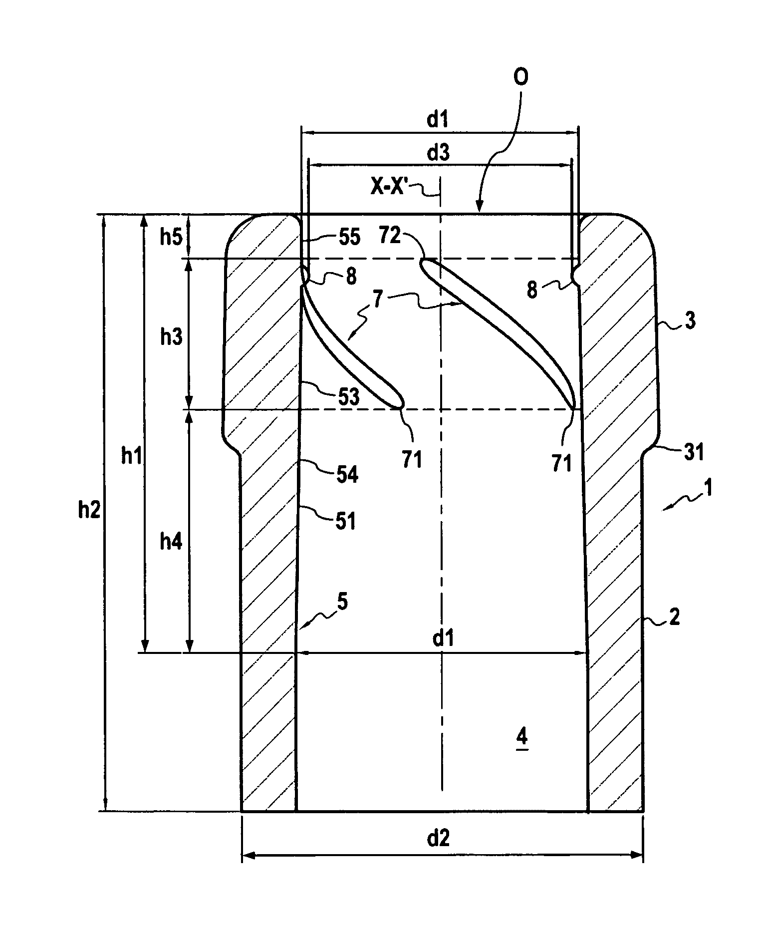 Glass container with internally threaded neck