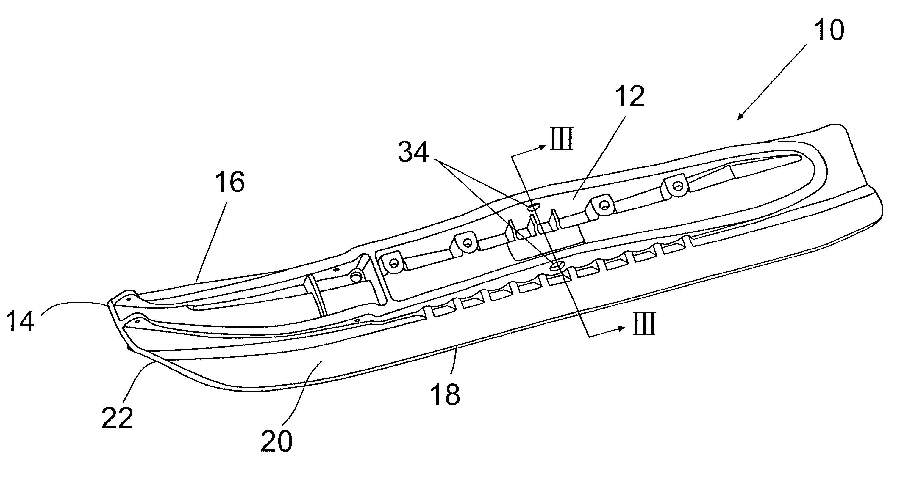 Snowmobile ski with offset runner and keel