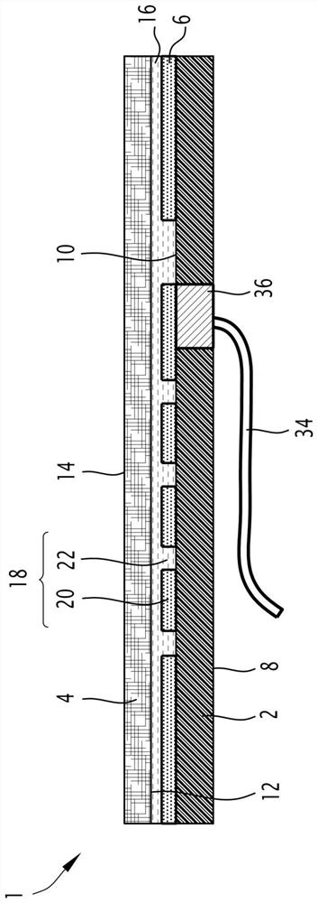 Decorative element comprising heating element made of carbon material