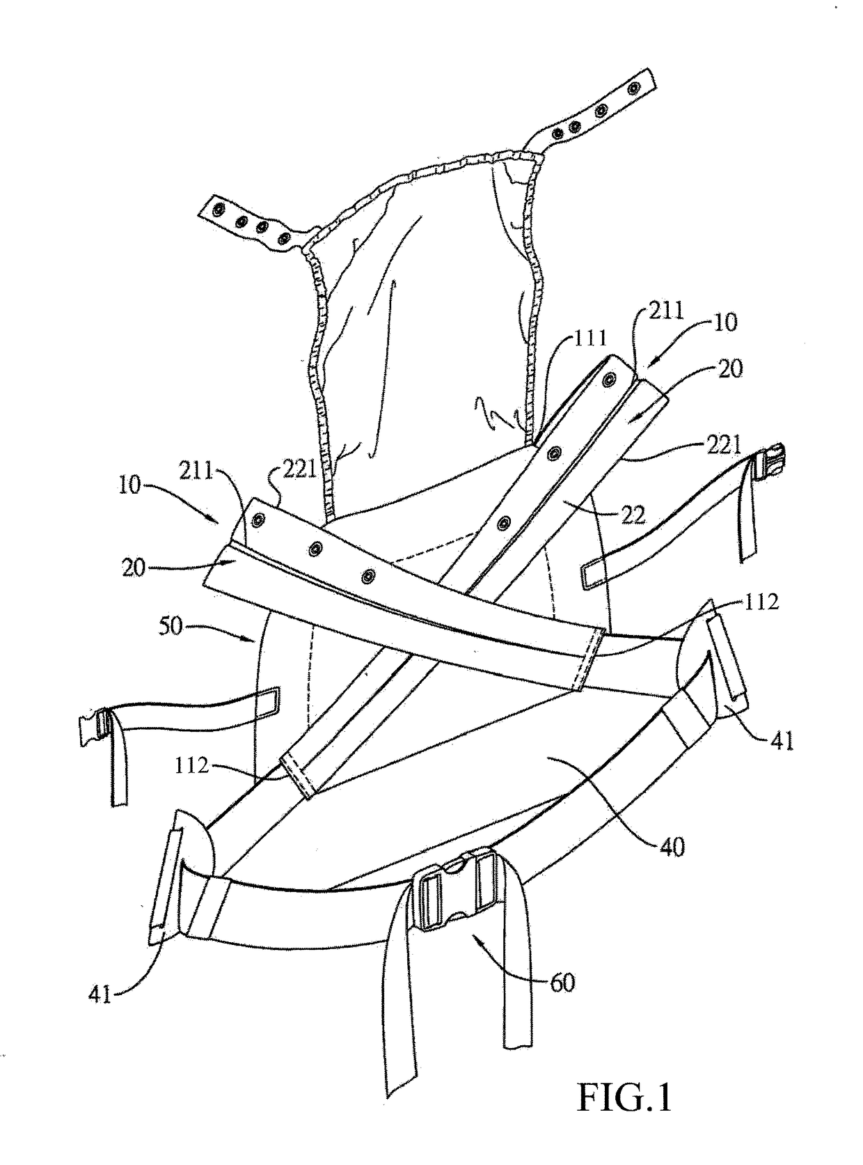 Shoulder strap applicable to baby carrier