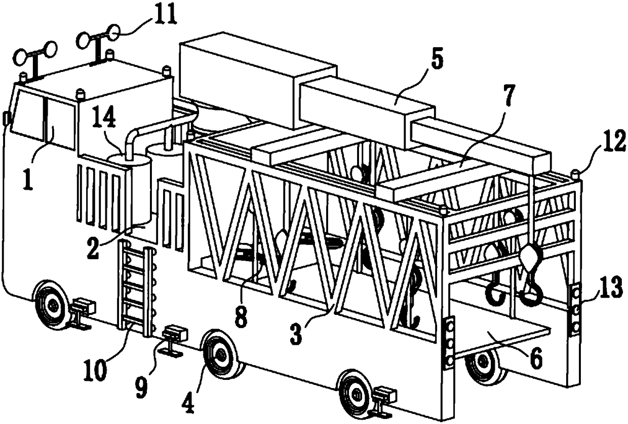 Multifunctional traffic accident emergency treatment vehicle and treatment method thereof