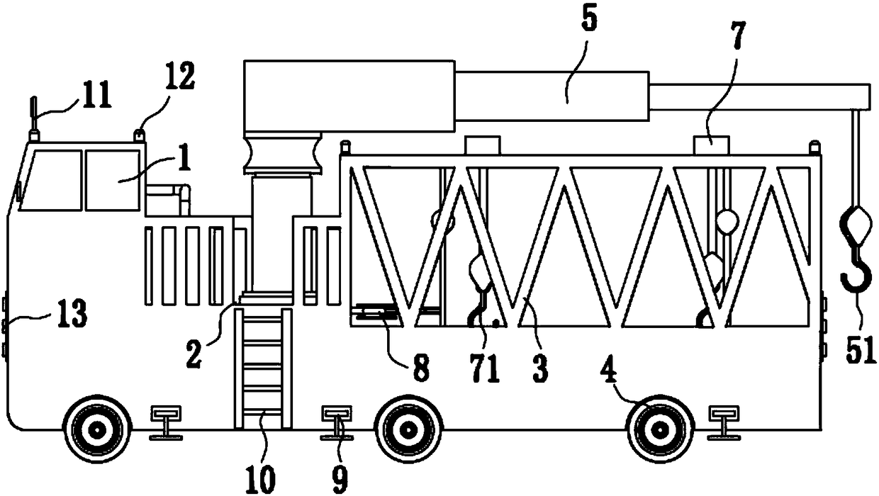 Multifunctional traffic accident emergency treatment vehicle and treatment method thereof