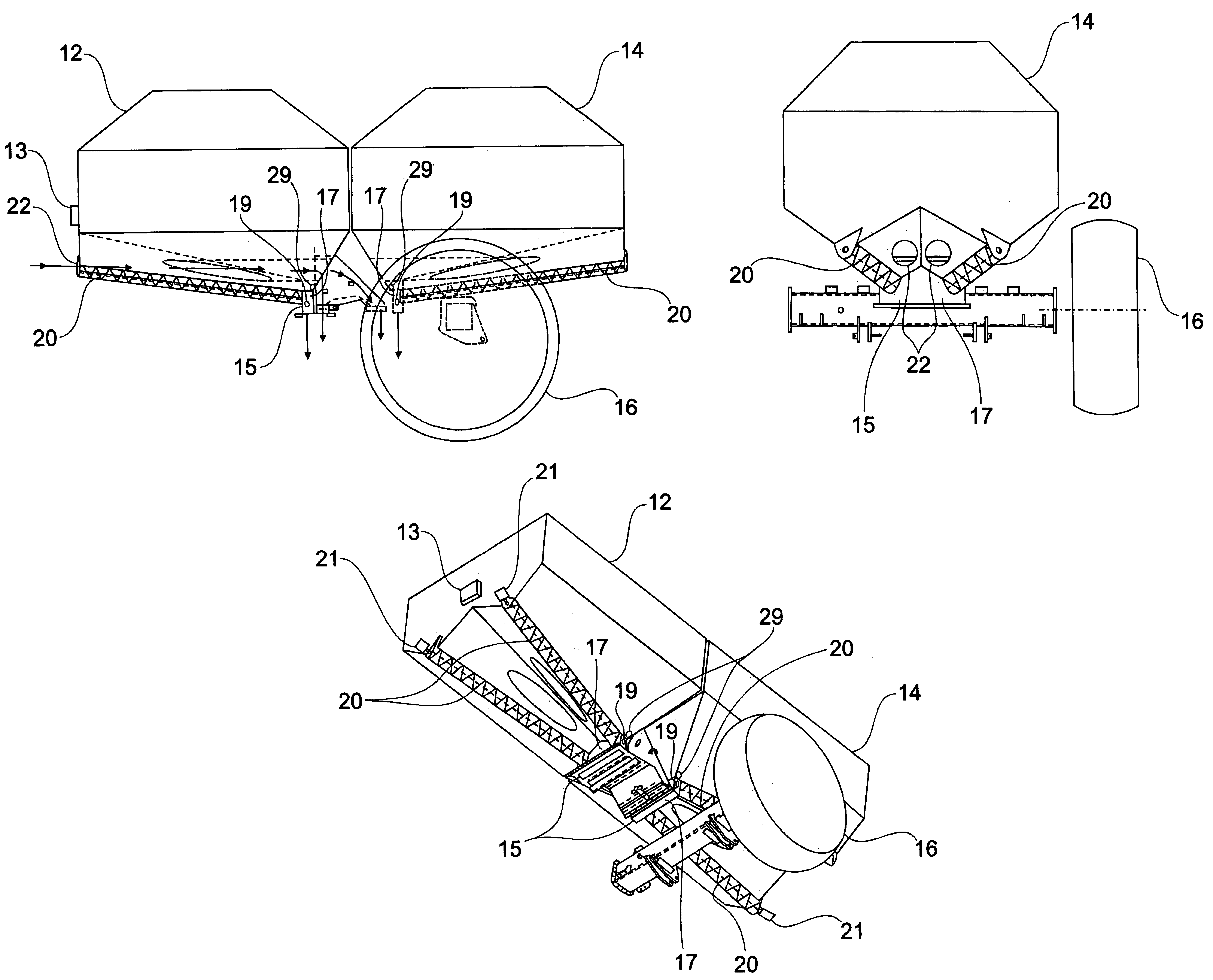 Internal tank augers for air seeder hoppers