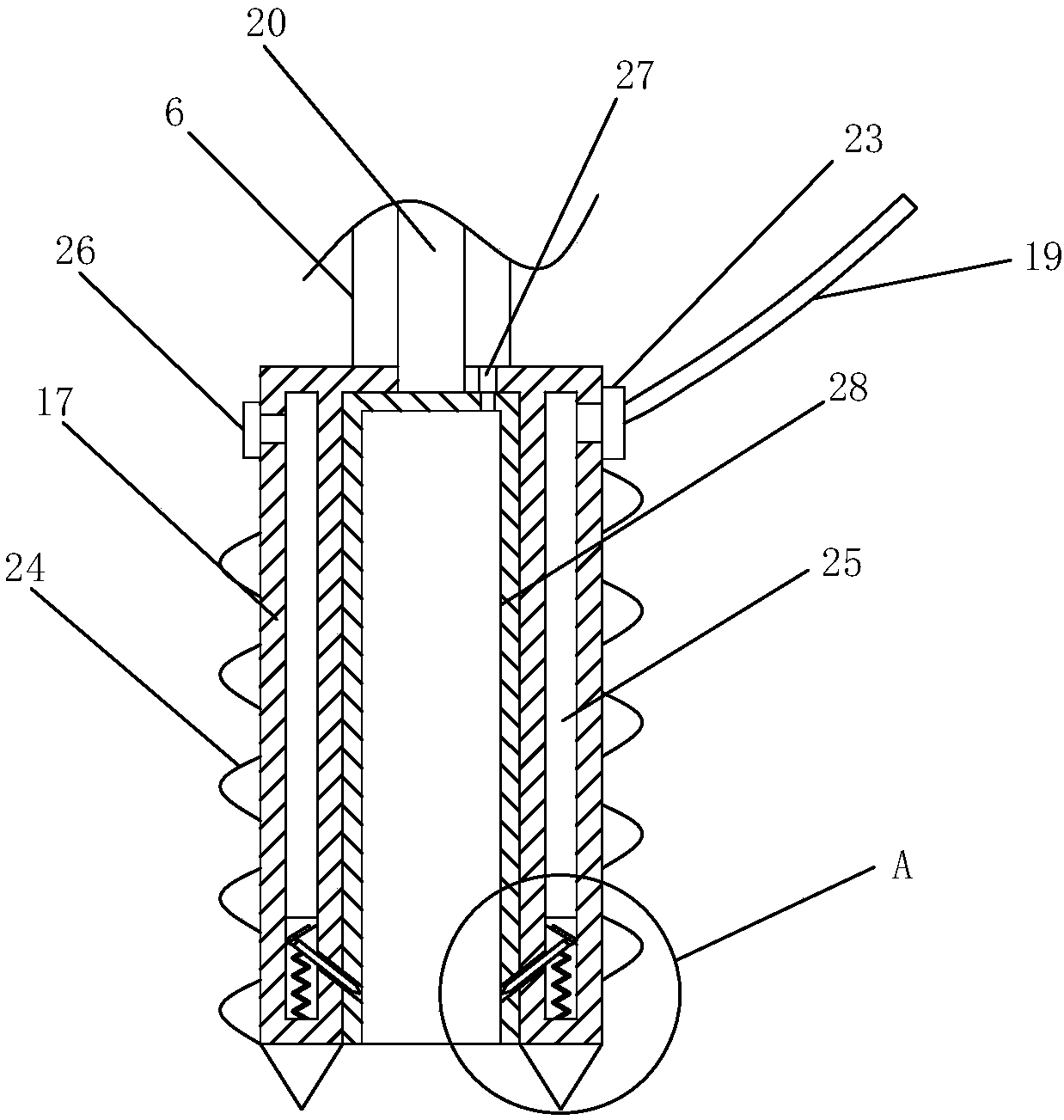 Cylinder type soil sampling device for detection