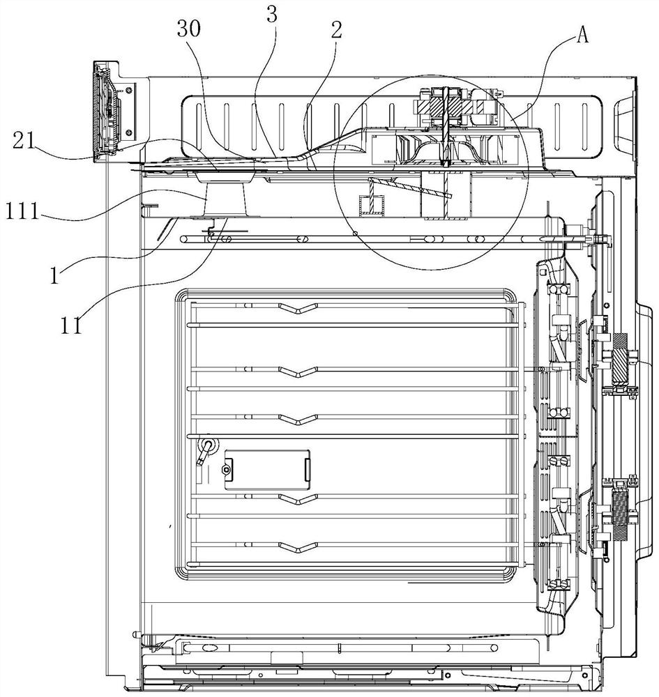 Exhaust structure for cooking device and oven with exhaust structure