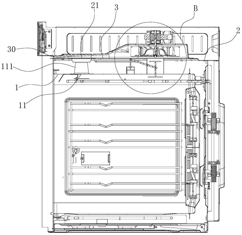 Exhaust structure for cooking device and oven with exhaust structure