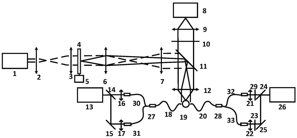 Microscopic imaging method and system based on double-core optical fiber light control and dynamic speckle illumination