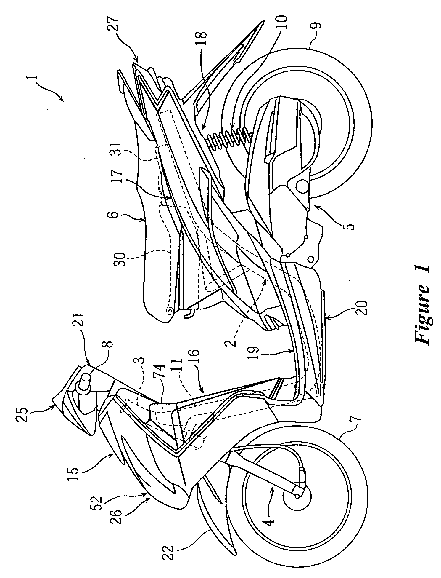 Motorcycle with storage compartment