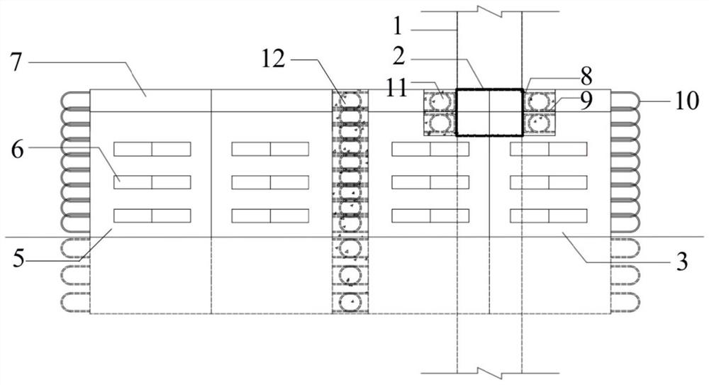 Wave dissipation and scour prevention device for slab-pile bridge and construction method thereof