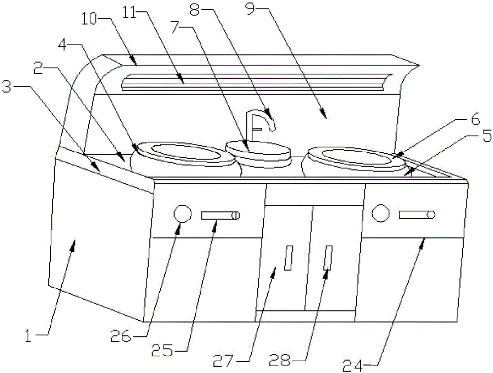 Fuel gas double-head and single-tail frying furnace