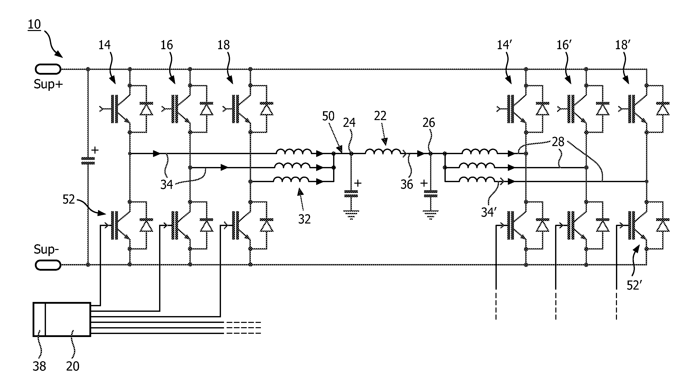 Power converter for powering an MRI gradient coil and method of operating a power converter