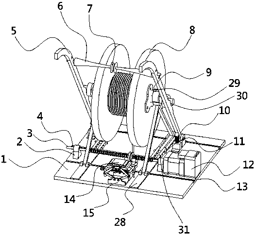 Transmission line iron tower pile wire releasing device and its construction method