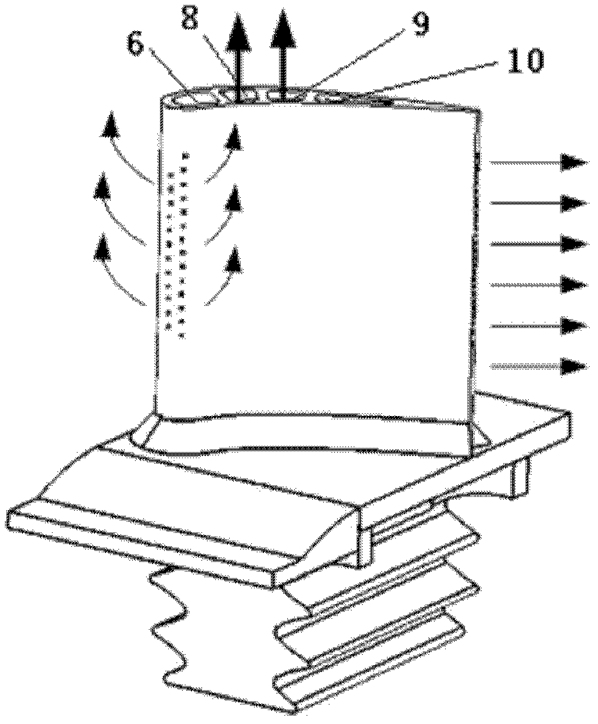 Heavy-type combustion engine high-temperature turbine double-medium cooling blade