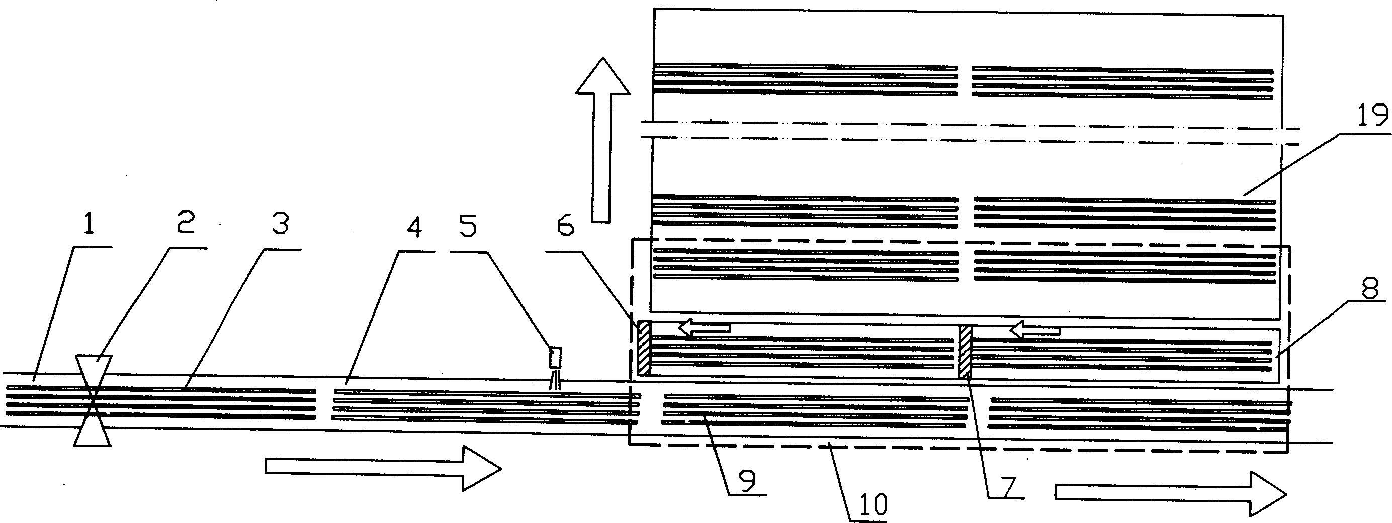 Longitudinal double-row automatic transfer method for fixed length steel in bar production