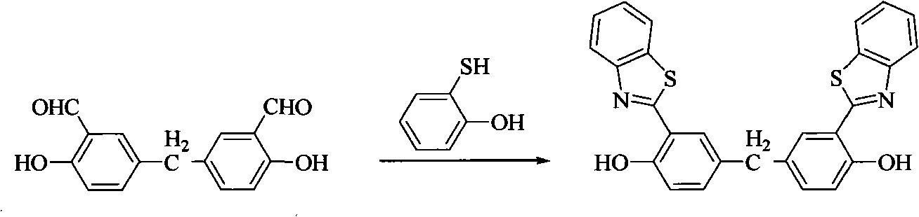 Benzothiazole derivatives metal coordination polymer based on bridged bis-salicylaldehyde structure as well as manufacture method and application thereof