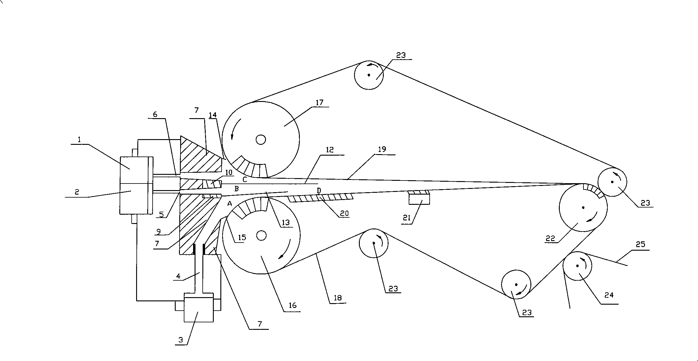 Multi-layer paper sheet gap former and method