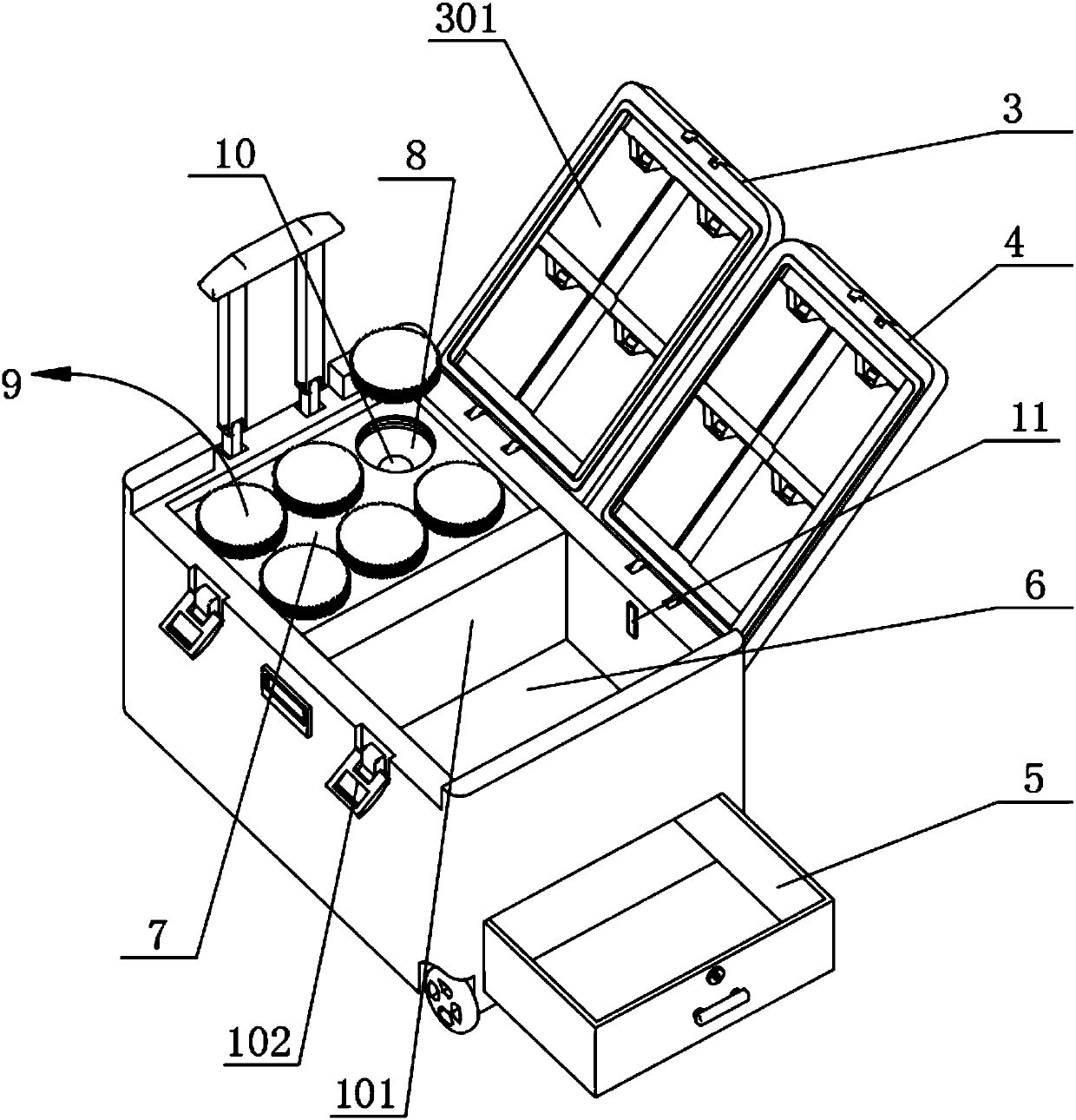 Refrigeration box structure of livestock vaccine medicine