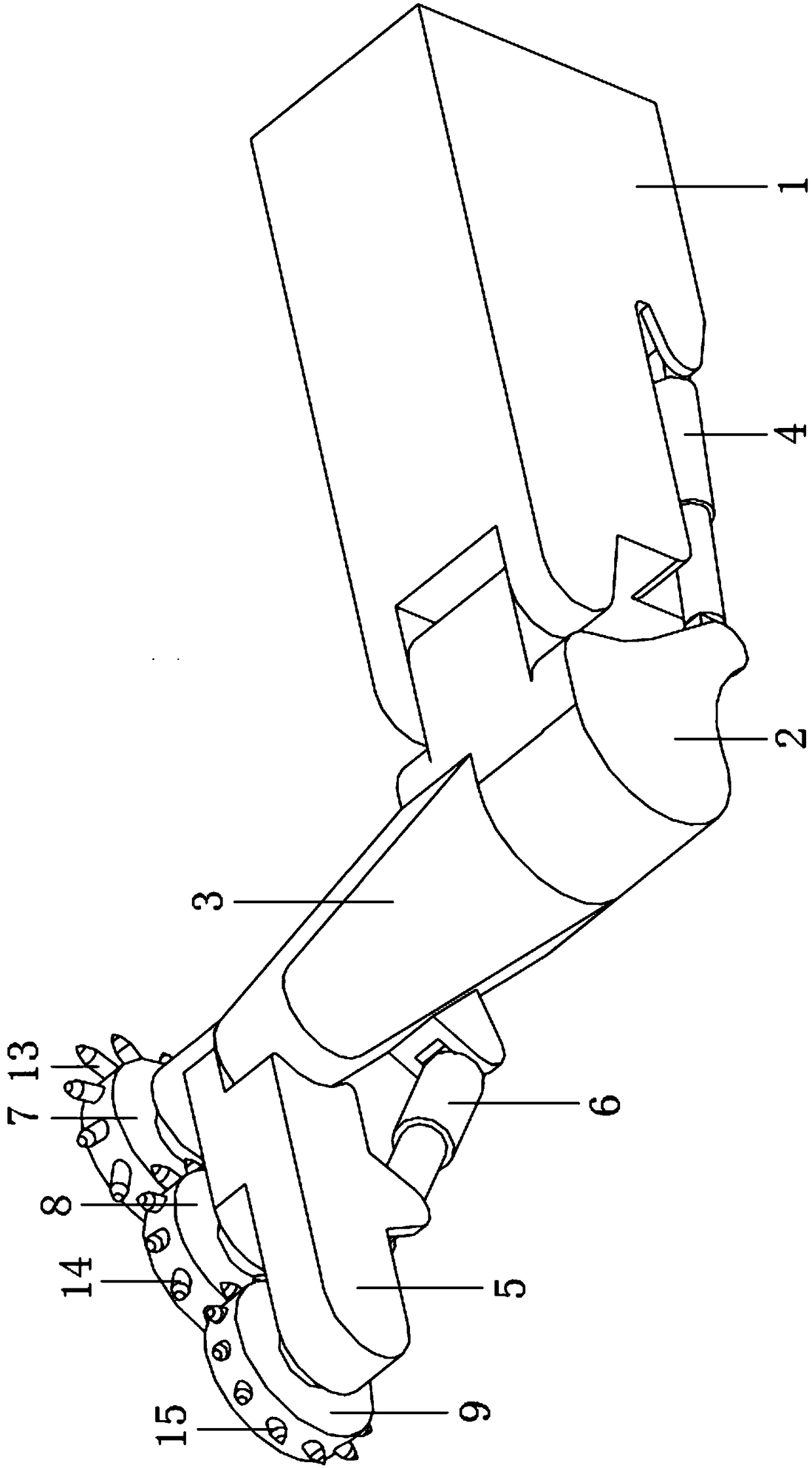 Graded propelling type efficient coal mining machine cutting device and method