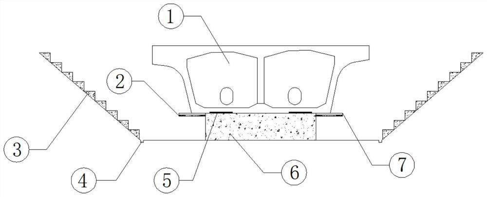 A side span cast-in-place section less excavation structure and construction method