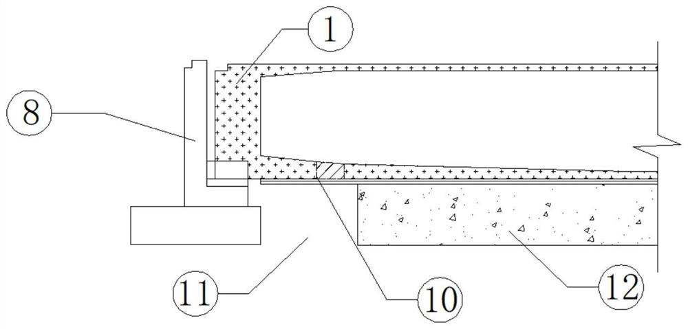 A side span cast-in-place section less excavation structure and construction method