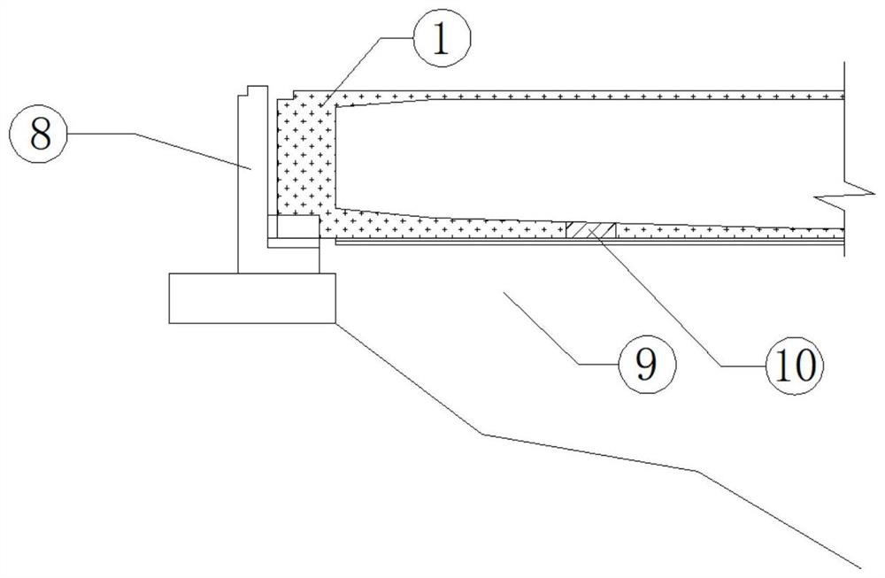 A side span cast-in-place section less excavation structure and construction method